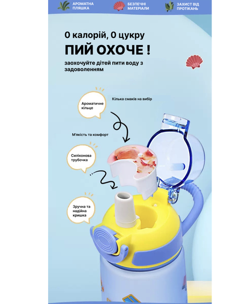 Дитяча рожева пляшка 650 мл для зміни смаку води з капсулою 0875 фото